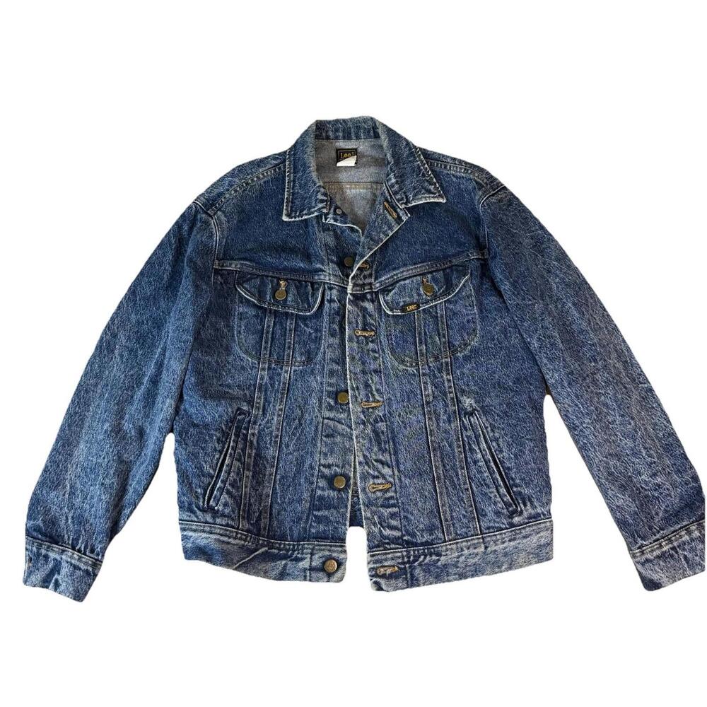Vintage‎ Lee Riders Denim Jacket 80s Trucker Blue Button Up Buckle Back Medium